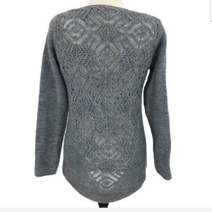 Bianca B. Crocheted Back Wool Sweater  Slate Blue Size Small